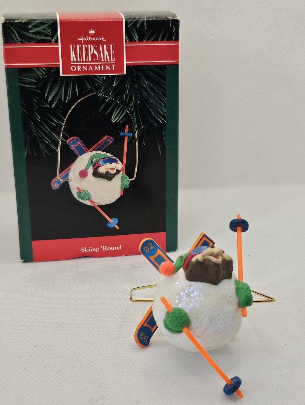 Hallmark Ornament Skiing 'Round 1992 Ski Skier Bear Christmas Tree Decoration